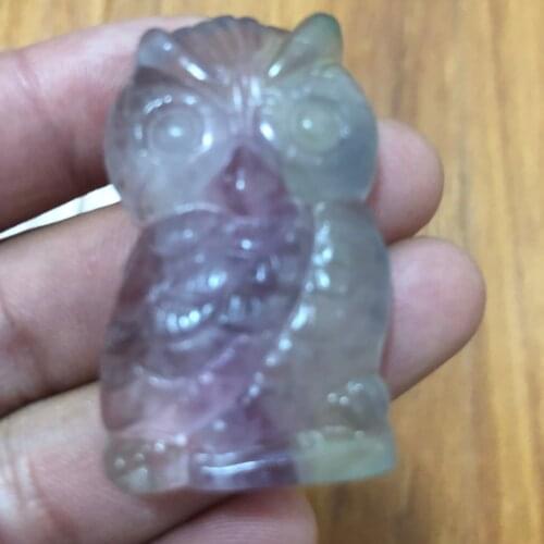 1pcs Gem natural stone carving owl crystal healing aura