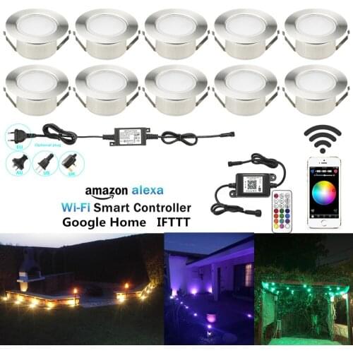 10pcs/set 61mm WIFI APP Music Controller Timer Dimmer RGB/RGBW IP67 Stair Step LED Deck Rail Soffit Lights Driveway Terrace Lamp