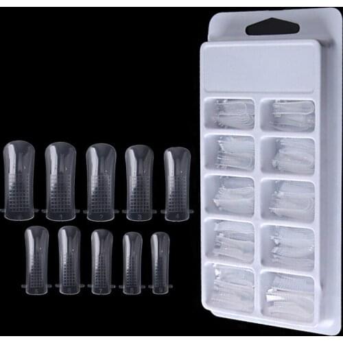 100 Pieces/box Transparent Seamless Fake Nail Finger Extension Full Coverage Short Fake Nail Mold Tips 10 Sizes Full Sticker