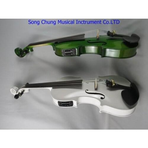 2pcs different colors (white/green) electric & acoustic violin 4/4 #7850