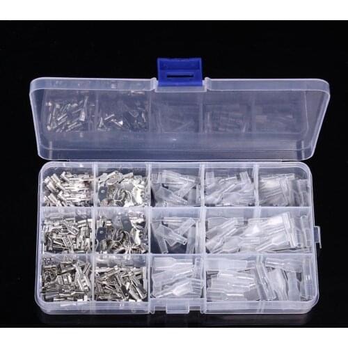 270Pcs 2.8/4.8/6.3mm Mixed Type Wire Male Female Connector Insulate Sleeve Crimp Terminals Assortment Kit With Box