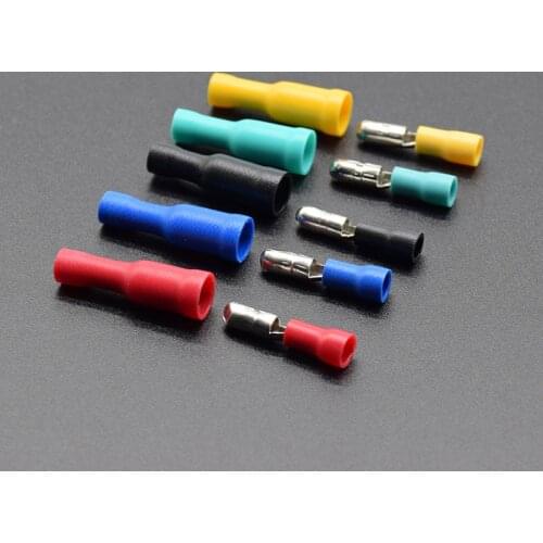 50pcs 25pcs Female 25pcs Male Insulated Electric Connector Crimp Bullet Terminal For 22~16 AWG Audio Wiring FRD MPD1.25-156