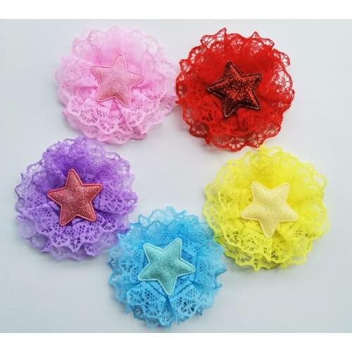 6.5cm 20pcs/lot DIY Handmade Flower Padded Applique for Childrens hair Clip Accessories and garment Accessories