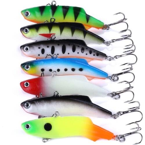 7Pcs Fishing Lures Ice Winter Fishing Tackle Soft Bait Lead Fishing 75mm 17g Artificial Bait Jig Wobblers Rubber Silicon Lure