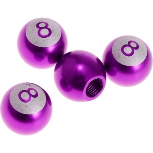 8 Ball 4pcs Car Wheel Tire Air Pressure Valve Stems Cap Purple