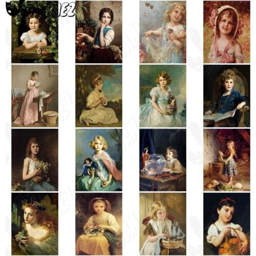 5D Diamond Painting Vintage Girl Cute Diy Wall Art Sticker Diamond Cross Stitch Mosaic Room Decoration Gift
