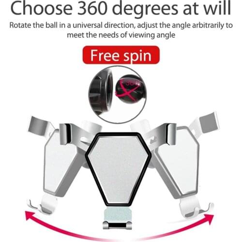 Car Air Vent Alloy Gravity Clip Mount No Magnetic Holder Anti-Skid Automatic Clamping Adjustable Rugged Stable Car Phone Holder