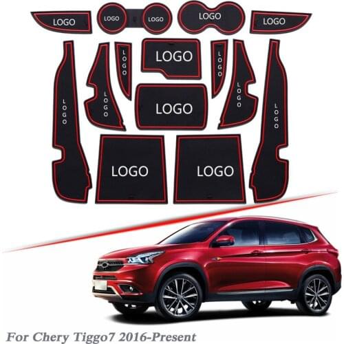 Brand LOGO Car Styling For Chery Tiggo7 2016-Present Gate slot pad Interior Door Groove Mat Non-slip dust Mat Auto Accessories