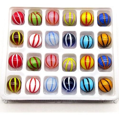 Free shipping 24pcs 16mm Handmade Glass Marbles Balls Jump Chess Pieces Vase Aquarium Decor Creative Watermelon Pattern Pinball