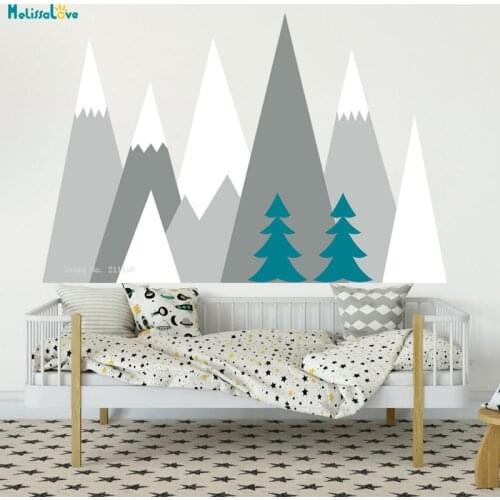 Large Size Crib Mountains Wall Sticker Decal Baby Room Home Decor Nursery for Kids Toddlers Removable Décor Exquisite YT3485B