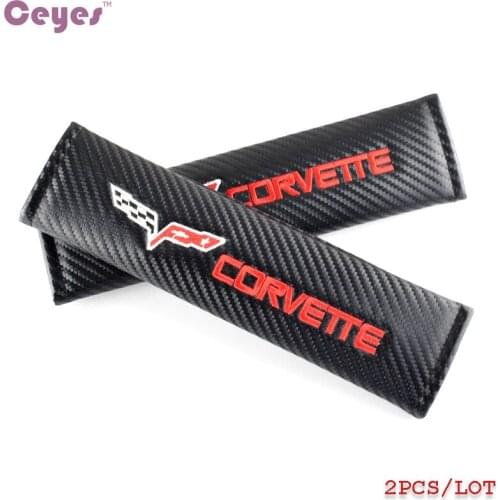 Ceyes Excellent Carbon Fibre Seat Belt Cover Car Styling Case For Corvette Guitar C4 C5 C6 C7 Auto Accessories Car-Styling 2pcs