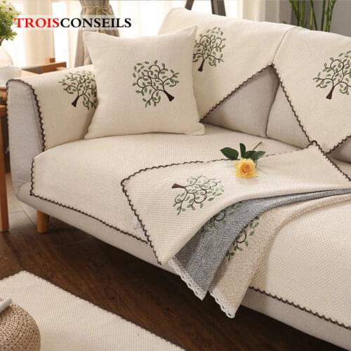 Simple Sofa Cover Anti-dirty Non-slip Removable Sofa Covers For Living Room Cotton Linen Printed Sofa Couch Covers For 3-seater