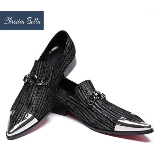 Christia Bella Brand Italian Fashion Mens Dress Shoes Genuine Leather Men Shoes Black Party Wedding Formal Shoes Mens Flats