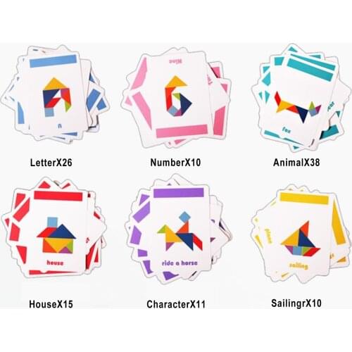 WOODEN TANGRAM PUZZLE MONTESSORI PATTERN BLOCK STACKING TOY GIFT IN IRON BOX