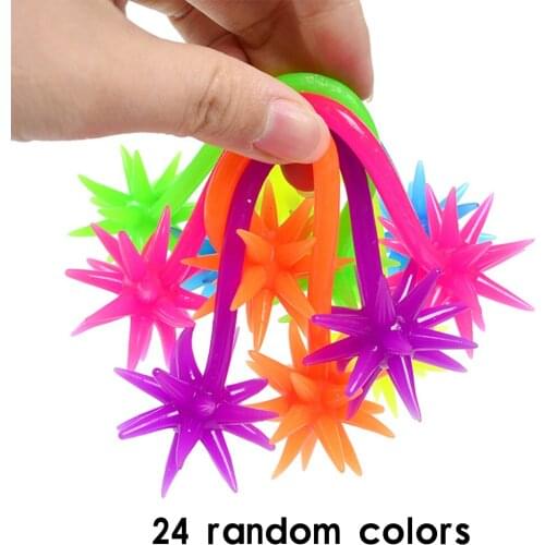 24x Childrens Meteor Hammer Colorful Throw Hand Sticky Ball Telescopic Squishy Sticky Hammer Supplies for Kids and Adults