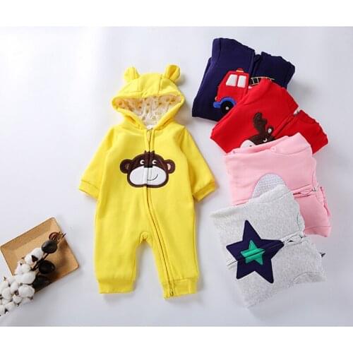 Baby bodysuit winter thick warm children boys girls clothes long sleeves baby clothing micro fleece baby jumpsuit overalls