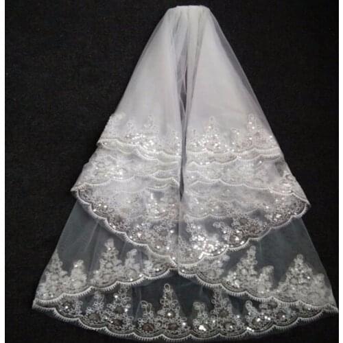 2018 Fashion Two Layer Bridal Veil White Ivory Tulle Wedding Veil With Comb Lace Edge Wedding Accessories Bridal Veils In Stock