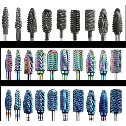 Milling Cutter Manicure Drill Bits RainbowTungsten Carbide Nail Drill Bit Burr Remove Skin Rotary Gel Electric Manicure Tools
