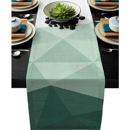 Geometric Green Triangle Pattern Green Modern Table Runner For Wedding Party Chirstmas Decoration Coasters Table Runners Mat