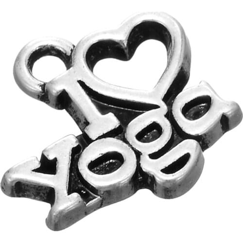 I LOVE Yoga antique silver plated charm jewelry