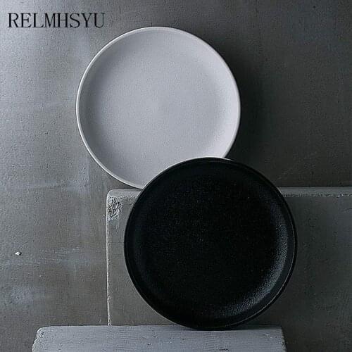 1PCRELMHSYU Japanese Style Retro Ceramic Frosted Vegetable Soup Deep Western Food Salad Dinner Plate Tableware