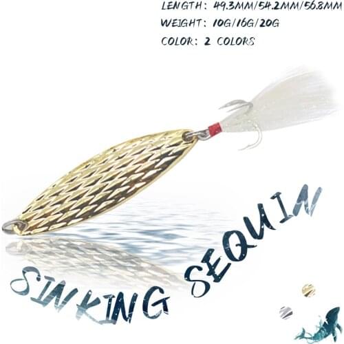KoKossi 1PCS 10g/16g/20g Sinking Fishing Hard Artificial Sequins Baits Metal Spoon Baits Long Shot Bass Pike Fishing Tackle