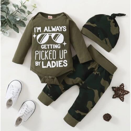 3Pcs Baby Boy Clothes Set Infant Kids Clothing Camouflage Newborn Boy Clothes Fall Baby Clothes Bulk Drop Shipping Whole Sale