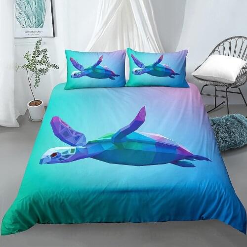 3D Sea Turtle Pattern Quilt Cover Bedding Set for Bedroom Duvet Cover Comforter with Pillowcases Home Bed Decor Bed Linen