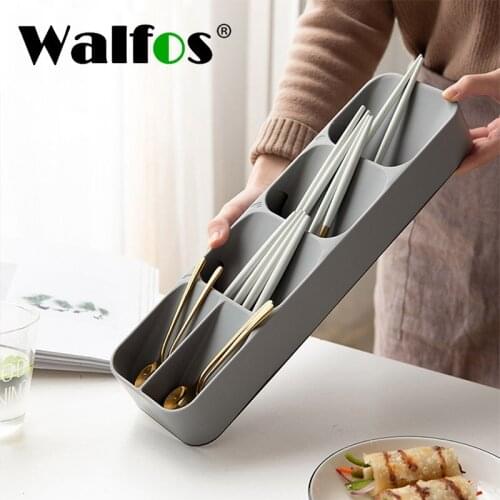 WALFOS Kitchen Drawer Cutlery Storage Tray Spoon Fork Cutlery Storage Box Spice Bottle Shelf
