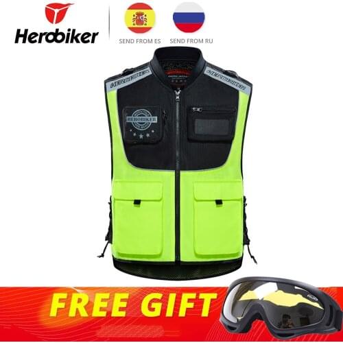 HEROBIKER Summer Motorcycle Jacket Reflective Safety Vest Reflecting Racing Protective Vest Visibility Motor Security Cloth