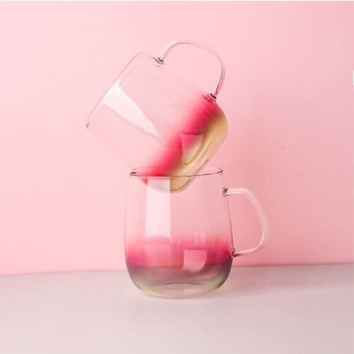 Lovely Girlhood Glass cup Household Water cup Teacup Simplicity Fresh Mori system Milk Breakfast cup Gradients Rainbow glass