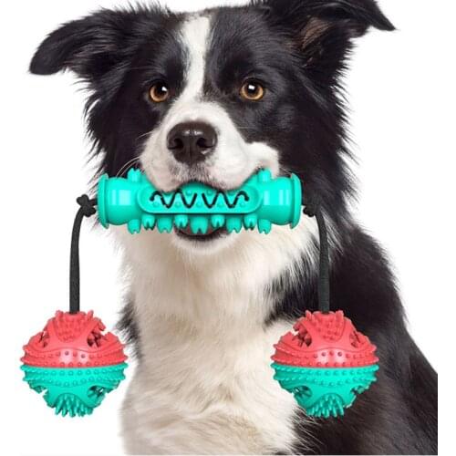 Pet Dog Food Dispensing Ball Puppy Training Treats Teeth Cleaning Rope Toys for Aggressive Chewers Puzzle Toys