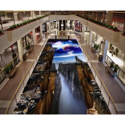 Floor Painting 3D Wallpaper Wolf Mountain Sky Stickers Mural-3d PVC Wallpaper Self-adhesive Floor Wallpaper-3d 3D Floor