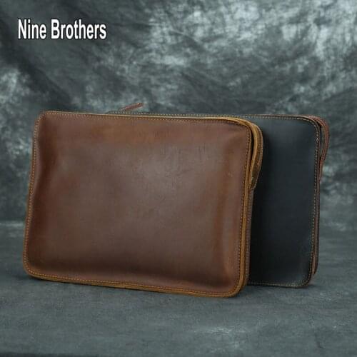 Famous Designer Luxury Brand Bag For Men Real Leather Male Clutch Envelope Bag Travelling Ipad Wristlet Hand Bag For Doucuments