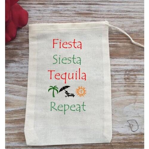 Personalized Mexico beach wedding Party first aid Hangover Kit jewelry favor muslin Bags Bachelorette hen bridal shower favors