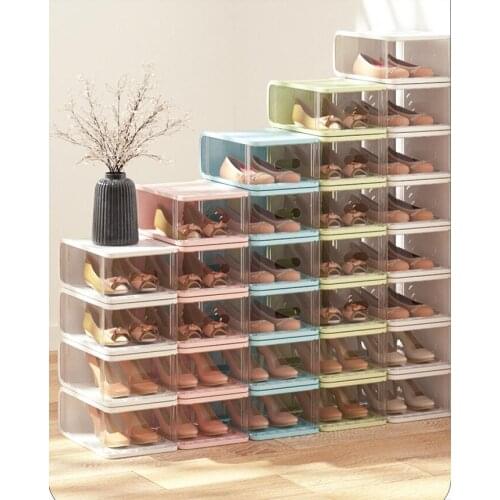 Plastic transparent drawer shoe box sorting box dormitory artifact aj shoe rack shoe cabinet household shoe storage box