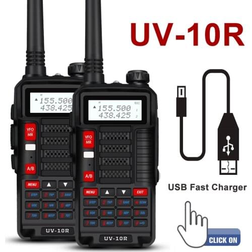 2pcs/set Baofeng UV 10R Professional Walkie Talkie VHF UHF Dual Band Two Way CB Ham Radio USB Charger Radio Transceiver UV10R