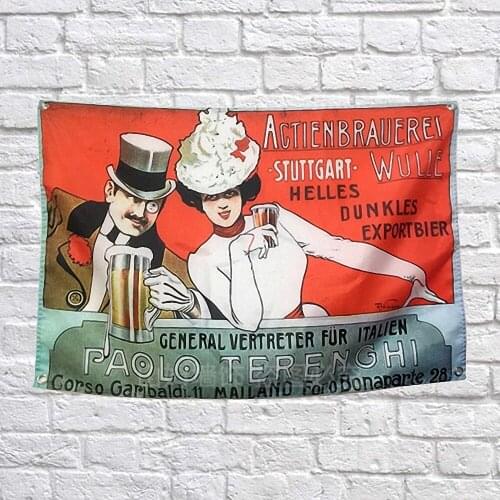 FAOLO TERENGHI Retro Beer Festival Banner Canvas Painting Bar Pub Home Decor Tapestry Vintage Flag Tapestry 4 Metal Grommets