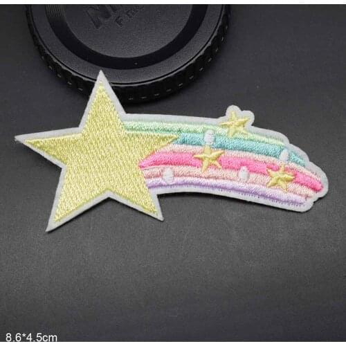Pink Colourful Rainbow Star Smile Flower Iron On Embroidered Clothes Patches For Girl Women Clothing Stickers Wholesale