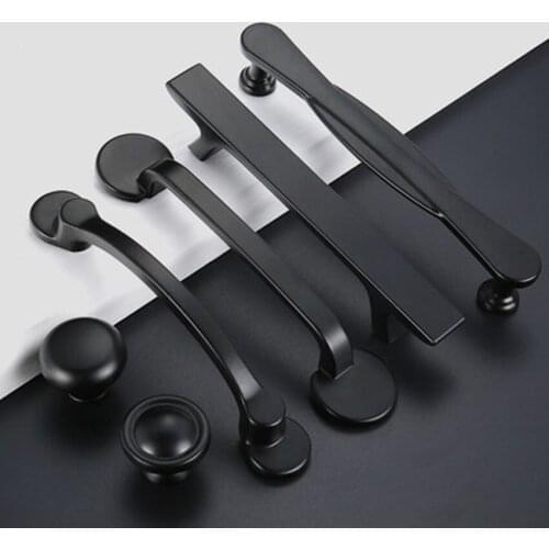128mm modern simple matte black kitchen cabinet cupboard handle black drawer tv cabinet knob pull 5" American style black handle