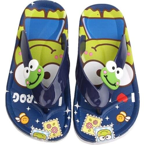Children Fashion Cartoon Frog Flip Flops Boy Girl Slippers Pinch Sandals Summer Kids Outdoor Comfy Casual Beach Shoes Size 24-35