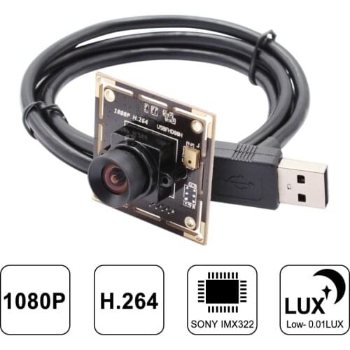 SONY IMX322 sensor Low illumination no distortion usb Board module H.264 30fps 1080P usb Security Protection camera module