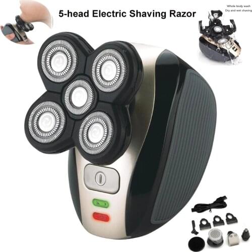 New 5-head Rechargeable Electric Shaver Five Floating Heads Razors Hair Clipper Nose Ear Hair Trimmer Men Facial Cleaning Brush