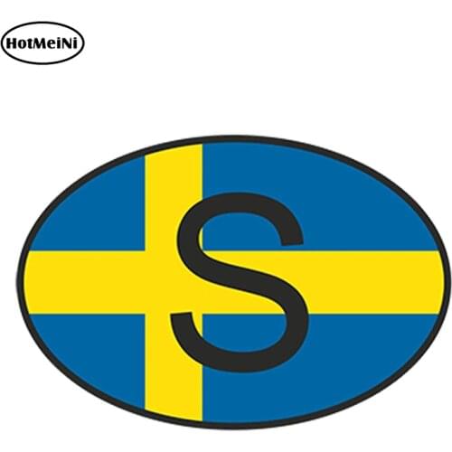 HotMeiNi 13cm x 9.1cm Car Styling S Sweden Country Code Oval With Flag Car Sticker Helmet Laptop Waterproof Bumper Accessories