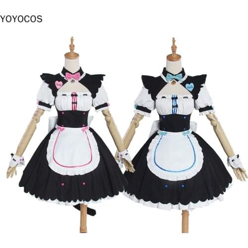 YOYOCOS Maid Dress Nekopara Cosplay Chocolat and Vanilla Cosplay Costume Cute Cat Neko Girls Carnival Halloween Party Skirt