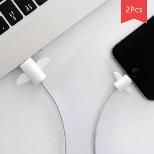 2pcs/set Cartoon Angel USB Cable Protector Data wire protection sleeve Charging line data cable protection for iphone 5 6 7 8 X