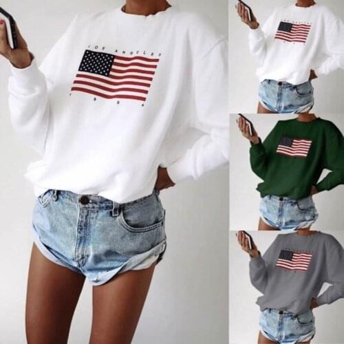 Harajuku Print Hoodie Sweatshirt Women Winter Wram Usa Letter Fashion Long Sleeve Jumper Hooded Pullover Tops Casual Loose Coat