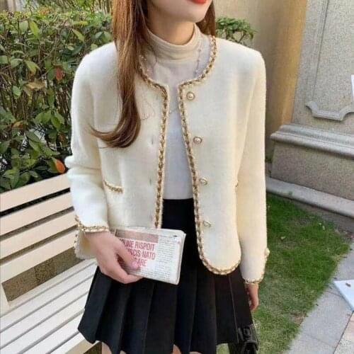 Office Lady Mink Fleece Pearl Buttons Short Coat Women Elegant O-neck Soft Fabric Streetwear Jacket Fashion Warm Coat X542