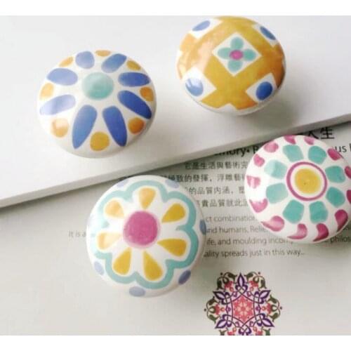 1PC Cute Child Nordic Ceramic Single Round Knobs Wardrobe Kitchen Garden Door Handle Modern Cabinet Handle with Screw Furniture