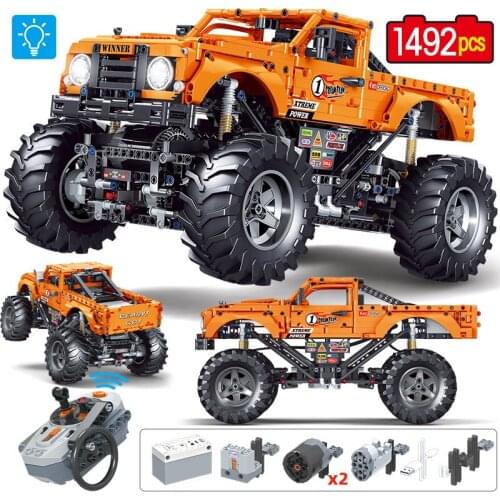 1492pcs City Mechanical Remote Control Monster Truck Building Blocks Technical RC Climb Car Bricks Toys For Boys Gifts